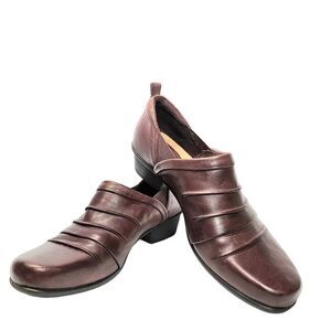 Earth Sage Slip-On Loafer Clog Mule Bootie Y2K 90's Casual‎ Red Leather 8B